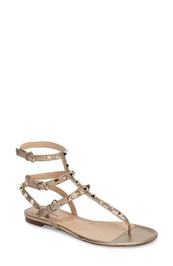 Women's Valentino Garavani Rockstud Sandal Us / 35eu - Metallic