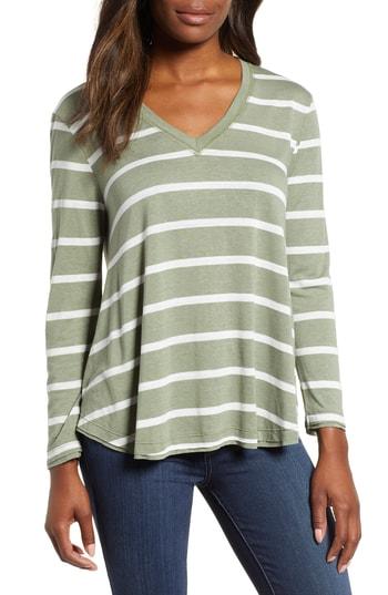 Women's Everleigh V-neck Striped Tunic Tee - Green