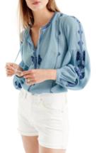 Women's J.crew Embroidered Peasant Top - Blue