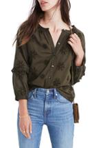 Women's Madewell Embroidered Bubble Sleeve Shirt - Green