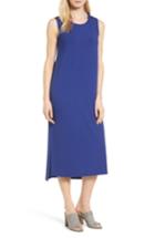 Women's Eileen Fisher Round Neck Calf Length Jersey Dress - Blue