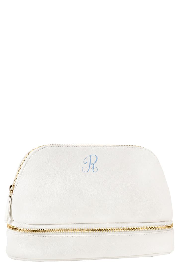 Cathy's Concepts Monogram Faux Leather Cosmetics Case, Size - White R