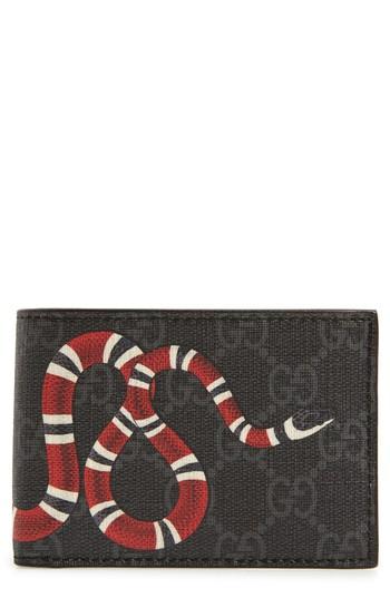 Men's Gucci Snake Print Supreme Bifold Wallet - None