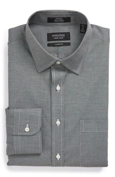 Men's Nordstrom Men's Shop Classic Fit Non-iron Solid Dress Shirt 34 - Grey