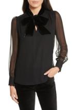 Women's Kate Spade New York Velvet Neck Silk Chiffon Top