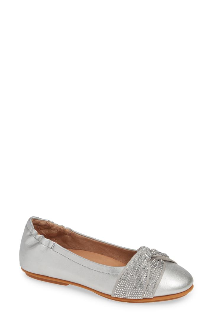 Women's Fitflop Twiss Crystal Embellished Flat M - Metallic
