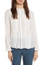 Women's Rebecca Taylor Silk & Lace Long Sleeve Blouse - White
