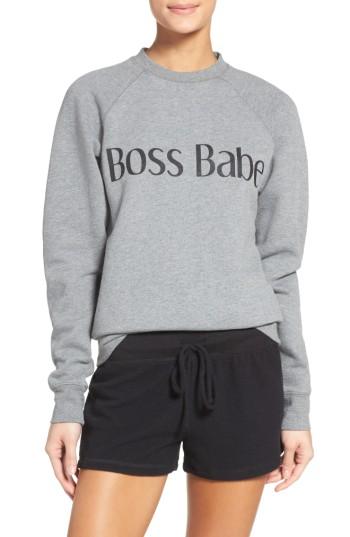 Women's Brunette The Label Boss Babe Lounge Sweatshirt /small - Grey