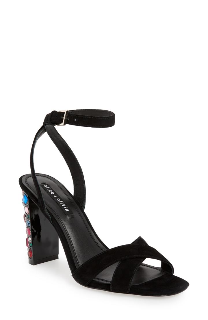 Women's Alice + Olivia Renia Crystal Heel Sandal M - Black