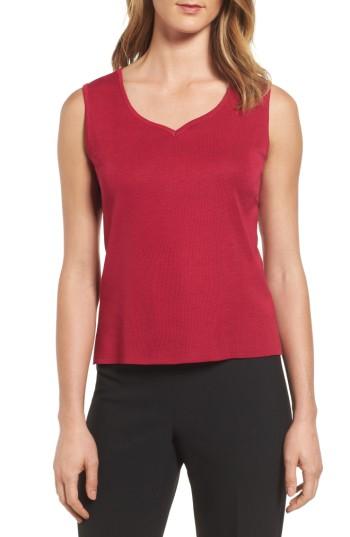 Women's Ming Wang Sweetheart Neck Knit Tank - Pink