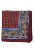 Men's Eton Paisley Silk Pocket Square, Size - Burgundy