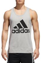 Men's Adidas Slim Fit Heathered Logo Tank - Grey