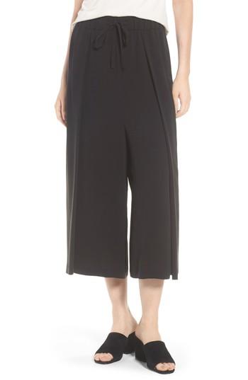 Women's Eileen Fisher Crop Silk Pants, Size - Black