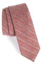 Men's The Tie Bar Pike Stripe Silk Skinny Tie, Size - Burgundy