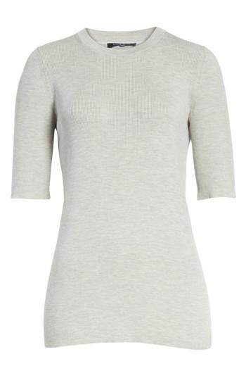 Women's Lafayette 148 New York Rib Knit Silk Blend Sweater, Size - Grey