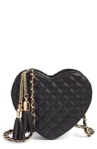 Mali + Lili Quilted Heart Faux Leather Crossbody Bag - Black
