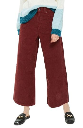 Women's Topshop Wide Leg Corduroy Trousers W X 30l (fits Like 24w) - Purple