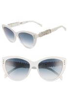 Women's Moschino 56mm Gradient Cat Eye Sunglasses - White