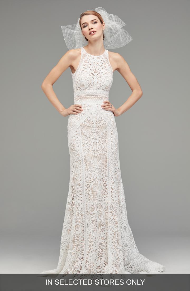 Women's Watters Vendela Sleeveless Empire Waist Lace Gown