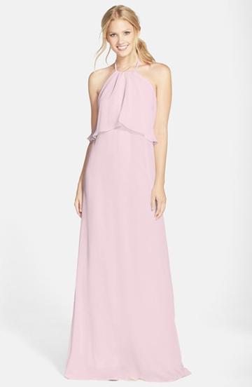 Women's Nouvelle Amsale 'cait' Chiffon Halter Gown