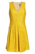 Women's Vince Camuto Lace Fit & Flare Dress (similar To 14w) - Yellow