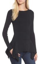 Women's Trouve Drape Hem Sweater, Size - Black
