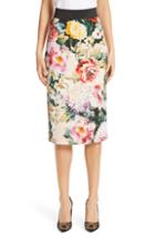 Women's Dolce & Gabbana Floral Print Cady Pencil Skirt Us / 38 It - Pink