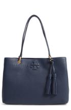 Tory Burch Mcgraw Triple Compartment Leather Satchel - Blue