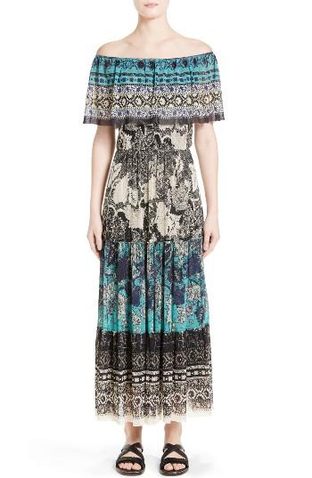 Women's Fuzzi Off-the-shoulder Batik Maxi Dress