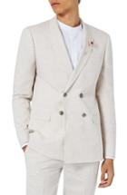 Men's Topman Skinny Fit Double Breasted Marled Suit Jacket - Beige