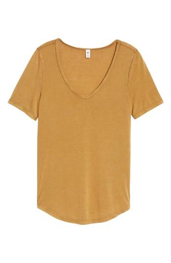 Women's Bp. Raw Edge V-neck Tee - Brown