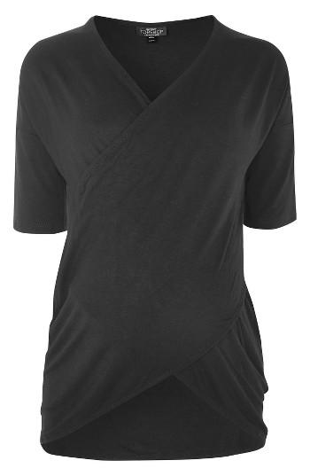 Women's Topshop Wrap Maternity/nursing Tee Us (fits Like 0-2) - Black