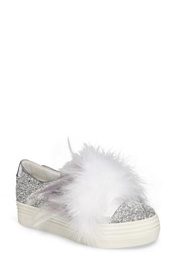 Women's Here/now Kate Feathered Slip-on Sneaker M - Grey