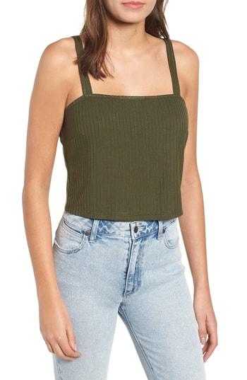 Women's Mimi Chica Rib Knit Crop Tank - Green
