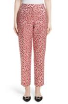 Women's Oscar De La Renta Small Poppies Lame Cloque Pants - Red