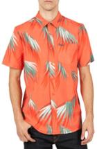 Men's Volcom Maui Palm Cotton Blend Woven Shirt - Orange