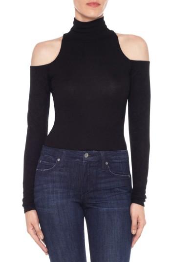 Women's Joe's Olivia Cold Shoulder Ribbed Turtleneck - Black