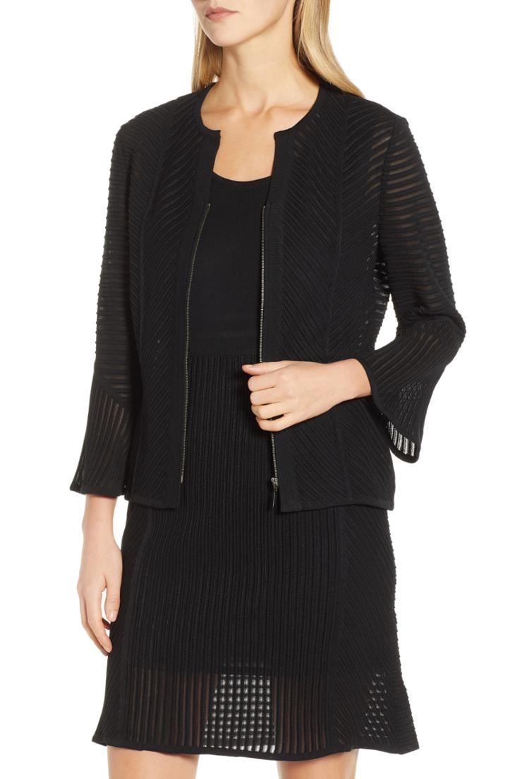 Women's Ming Wang Zip Cardigan - Black