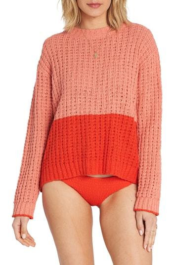 Women's Billabong Block Party Colorblock Sweater - Red