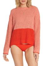 Women's Billabong Block Party Colorblock Sweater - Red