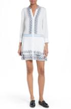 Women's Veronica Beard Sloane Embroidered Silk Shirtdress