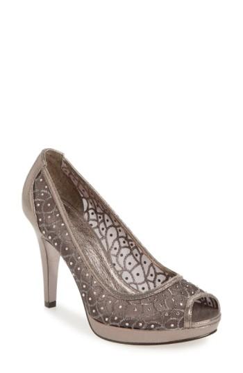 Women's Adrianna Papell 'foxy' Crystal Embellished Peeptoe Pump .5 M - Grey