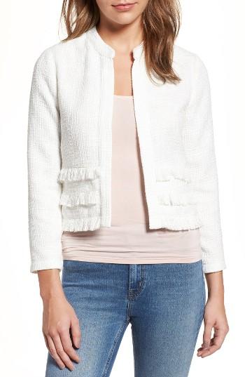 Women's Cupcakes And Cashmere Barden Fringe Tweed Jacket - Ivory