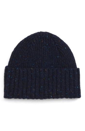 Men's Drakes Donegal Wool Beanie - Blue