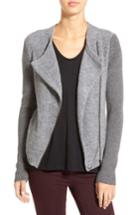 Women's Caslon Mixed Knit Moto Sweater, Size - Grey