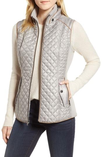 Women's Gallery Quilted & Knit Vest - Beige