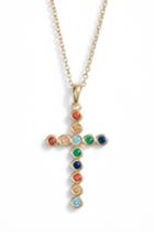 Women's Argento Vivo Rainbow Cross Pendant Necklace