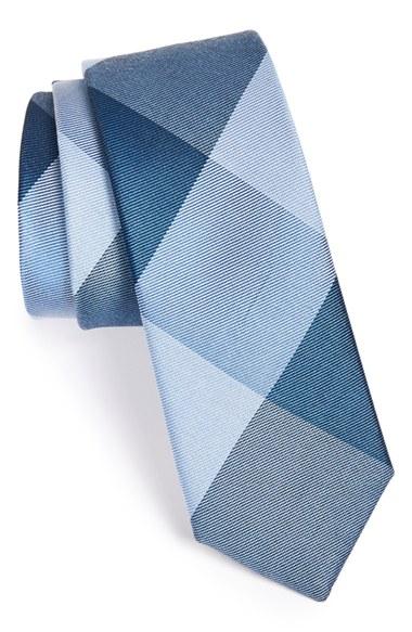 Men's The Tie Bar 'bison' Silk Plaid Tie, Size - Blue (online Only)