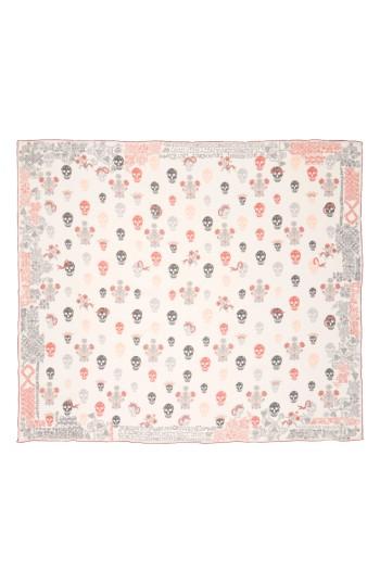 Women's Alexander Mcqueen Heraldic Multiskull Silk Scarf, Size - Red