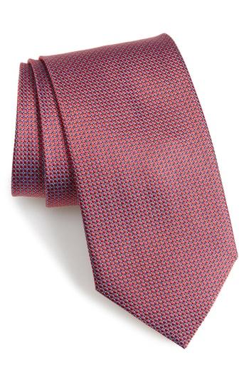 Men's Brioni Neat Geometric Silk Tie, Size - Red